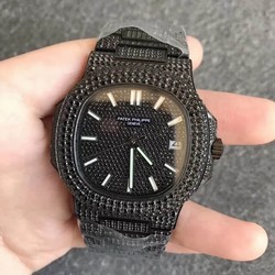 Patek Philippe Nautilus 5719/10G-010 PPF Factory Full Diamond Black Dial