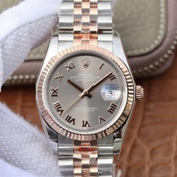 Rolex Datejust 116231-0087 36MM GM Factory Rose Gold Silver Dial