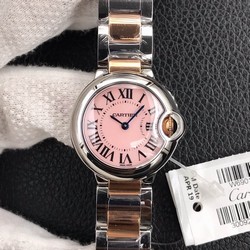 Ballon Bleu De Cartier Ladies 28MM V6 Factory V8 Pink Dial