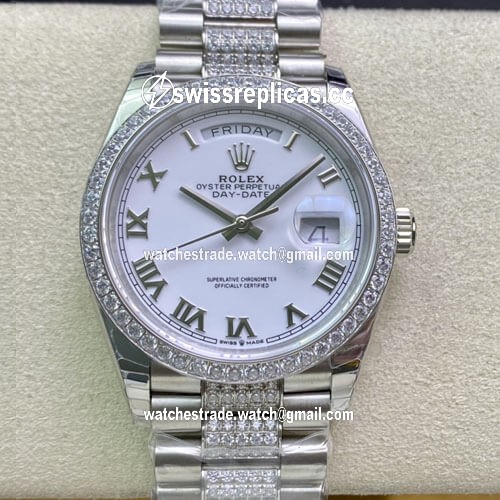 Rolex Day Date M128349RBR-0026 EW Factory Diamond-Set Bezel