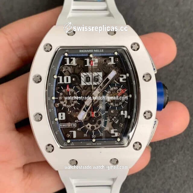 Richard Mille RM-011 KV Factory White Ceramic Rubber Strap