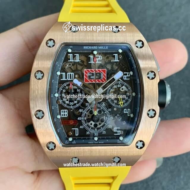 Richard Mille RM011 KV Factory Titanium Yellow Rubber Strap