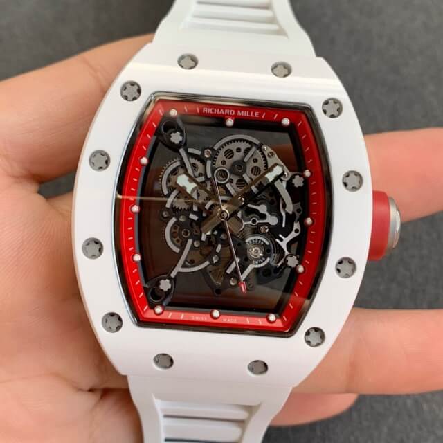 Richard Mille RM055 KV Factory V2 White Ceramic Case Rubber Strap