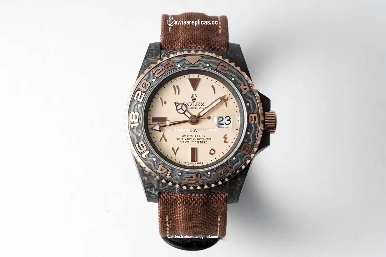Rolex GMT-MASTER II Diw Carbon Fiber Brown Fabric Strap