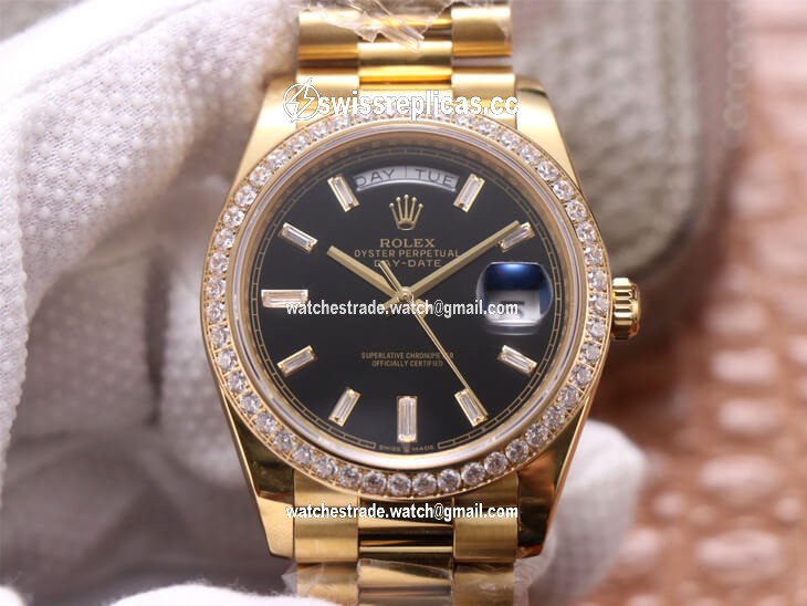 Rolex Day-Date M228348RBR-0001 EW Factory Yellow Gold Black Dial