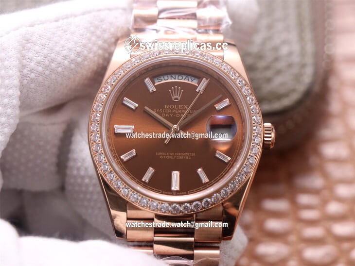 Rolex Day-Date M228345RBR-0006 EW Factory Diamond Chocolate Color Dial