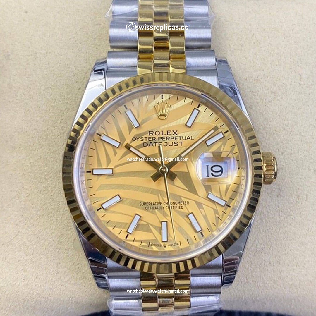 Rolex Datejust M126233-0037 EW Factory Golden Palm Leaf Pattern Dial