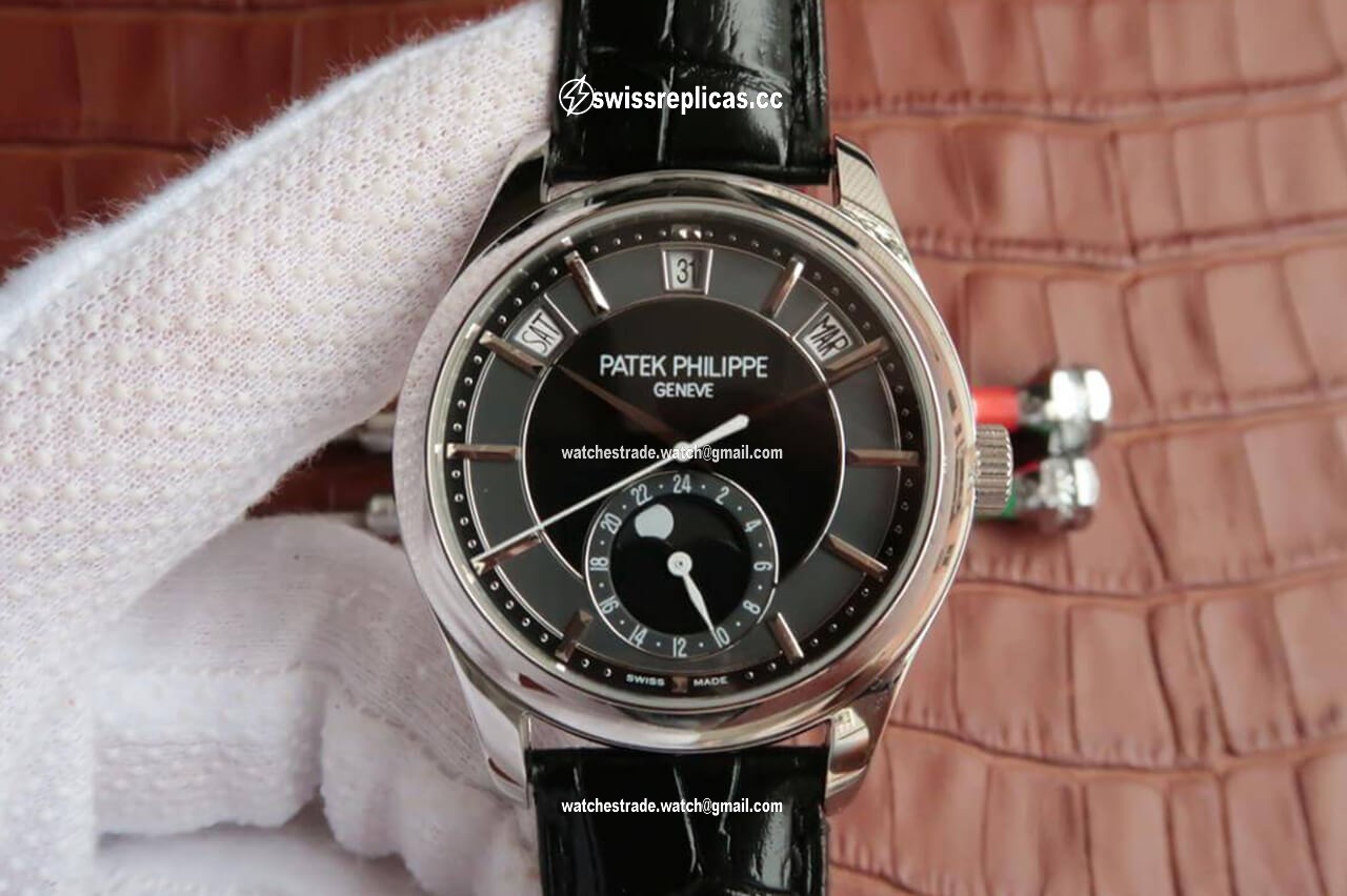 Patek Philippe Annual Calendar 5205R-001 KM Factory Black Dial Cowhide Strap