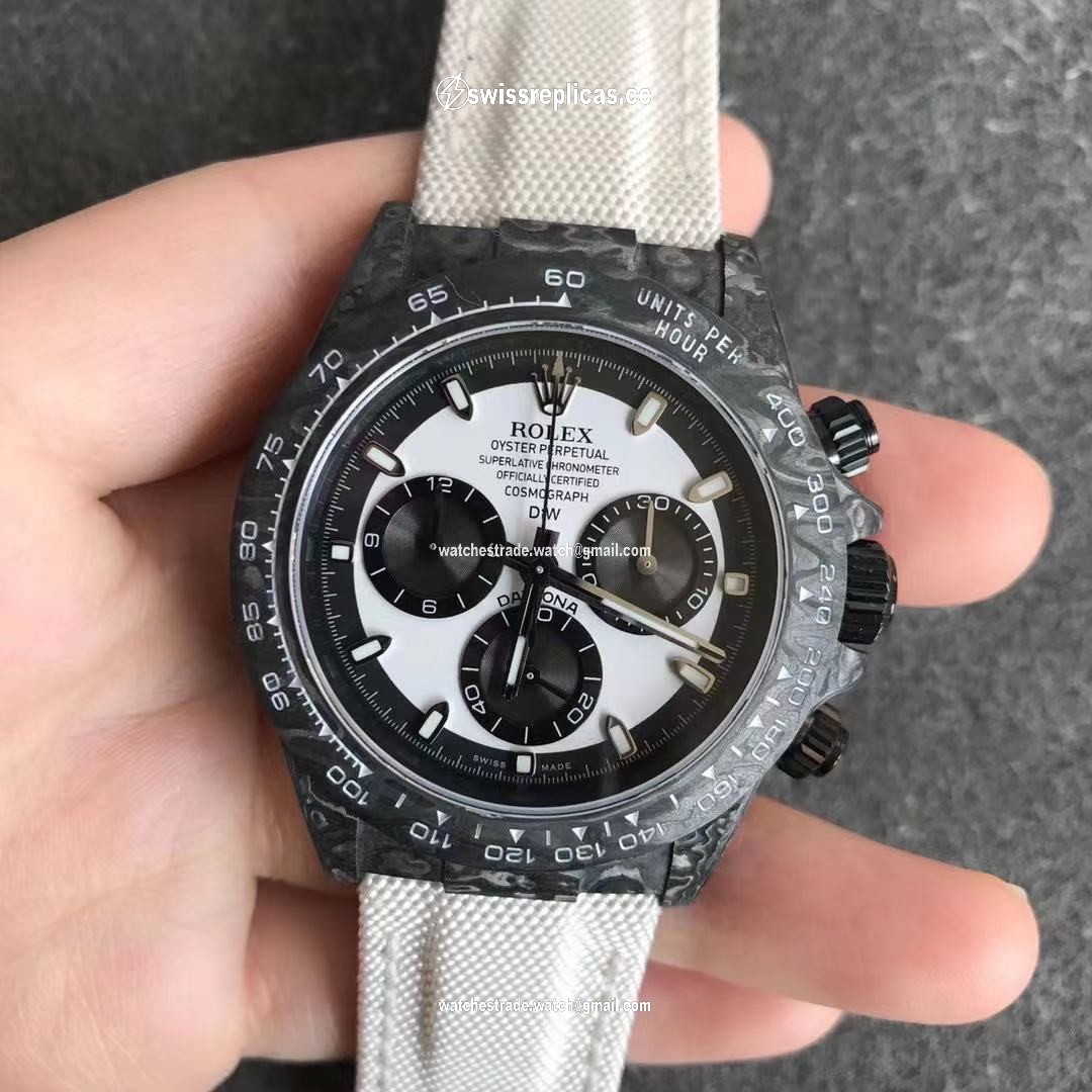 Rolex Daytona Cosmograph Carbon Fiber Diw Customized Version Noob Factory White Dial