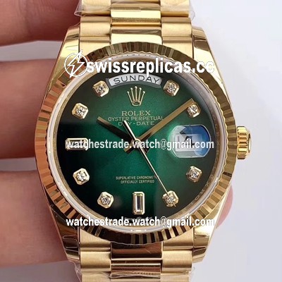 Rolex Day-Date M128238-0069 Yellow Gold EW Factory Gradual Green Dial