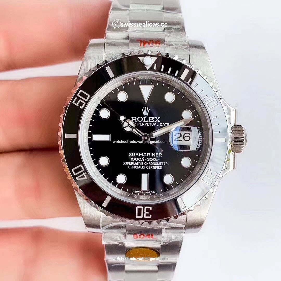 Replica Rolex Submariner Date Oyster 40mm Oystersteel 116610LN Noob Factory V10 Replica Black dial watch