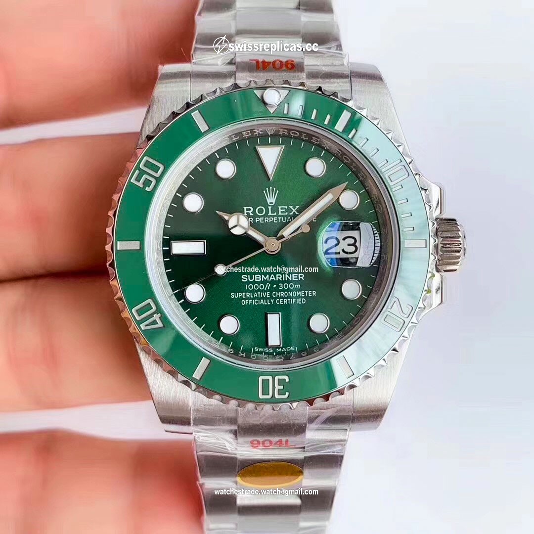 Replica Rolex Submariner Date Oyster 40mm Oystersteel 116610LV Noob Factory V10 Replica Green dial watch