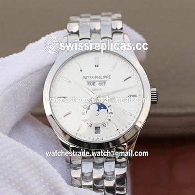 Patek Philippe Complications Annual Calendar 5396G KM Factory Steel Strap White Dial