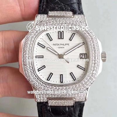 Patek Philippe Nautilus Jumbo 5719/1G-001 White Dial