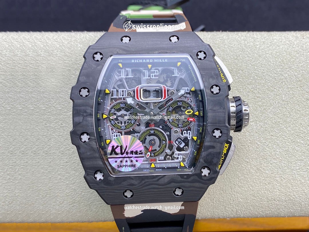 Richard Mille RM-011 KV Factory V2 Carbon Fiber Camo Rubber Strap