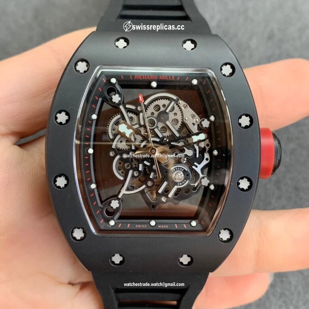 Richard Mille RM055 KV Factory V2 Ceramic Black Rubber Strap