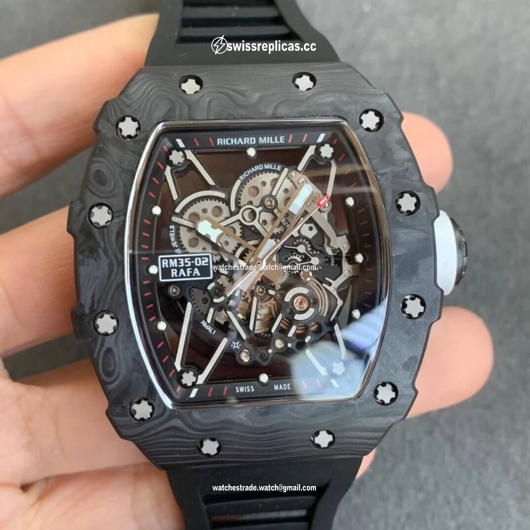 Richard Mille RM035-02 KV Factory Carbon Fiber Black Rubber Strap