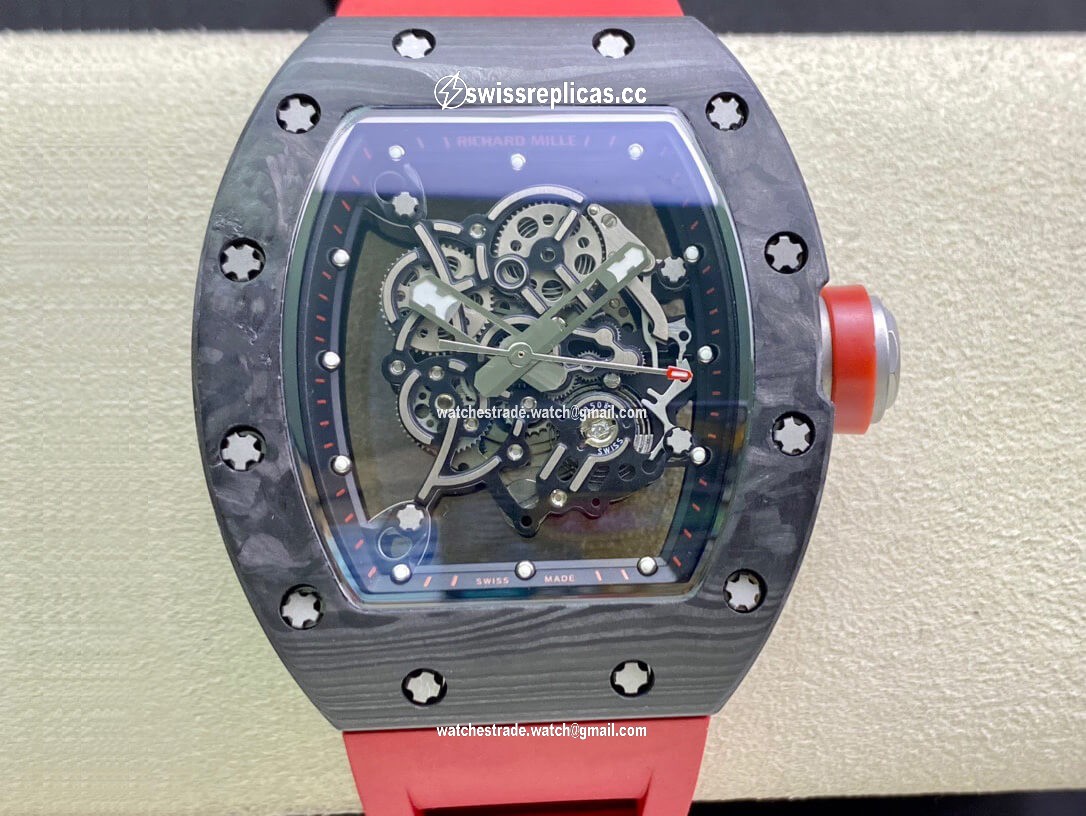 Richard Mille RM055 KV Factory V2 Carbon Fiber Red Strap