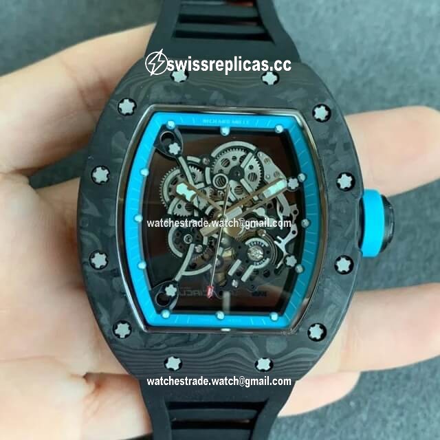 Richard Mille RM055 KV Factory V2 Carbon Fiber Black Rubber Strap