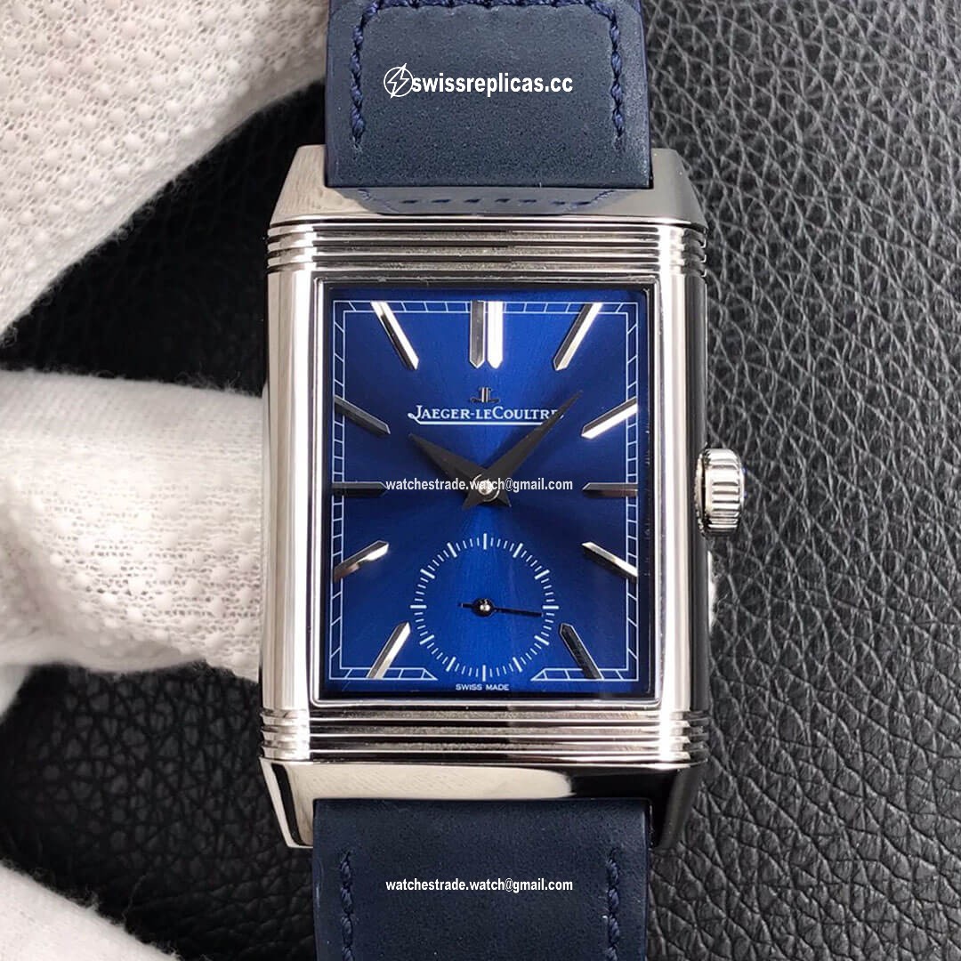 Jaeger LeCoultre Reverso Tribute Double-sided Double Time Zone Flip MG Factory Blue Dial