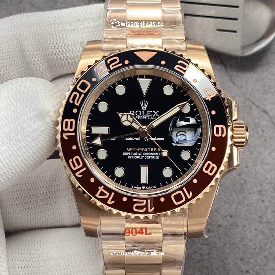 Rolex GMT Master II 126715CHNR-0001 GM Factory Rose Gold Black Dial