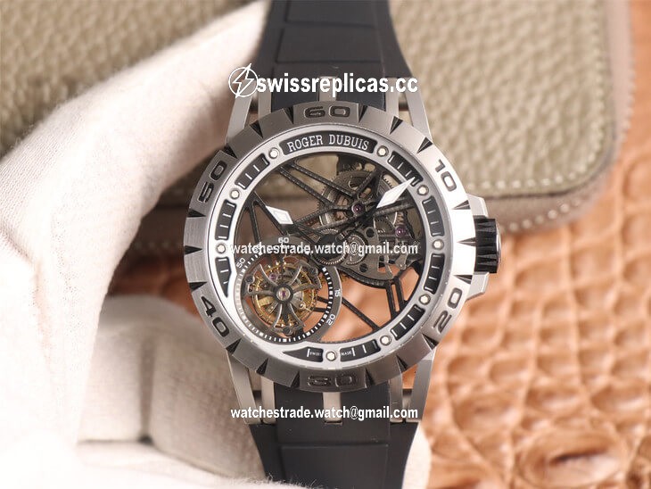 Roger Dubuis Excalibur Spidr RDDBEX0479 JB Factory Tourbillon Skeleton Dial Black Strap