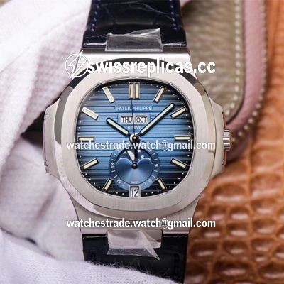 PF Factory Patek Philippe Nautilus 5726/1A-014 Moonphase Black Leather Strap