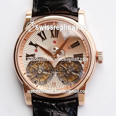 Roger Dubuis Hommage RDDBHO0562 Double Flying tourbillon JB Factory Rose Gold Dial