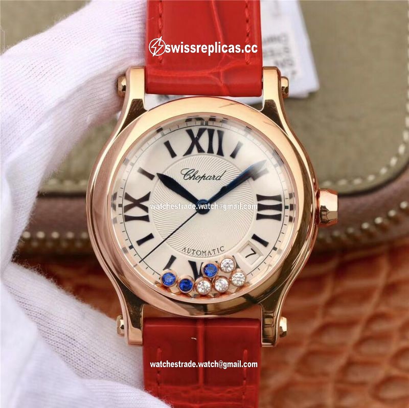 Chopard Happy Sport 36MM Automatic Rose Gold Diamonds YF Factory 274808-5001 Rad