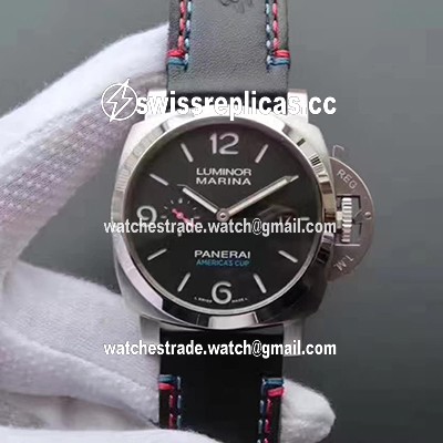 Panerai Luminor Marina 1950 PAM727 Americas Cup 2017 ZF Factory Black Leather Strap Black Dial