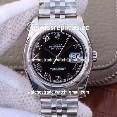 Rolex Datejust 116234 36mm AR Factory Black Dial Rome Time Scale
