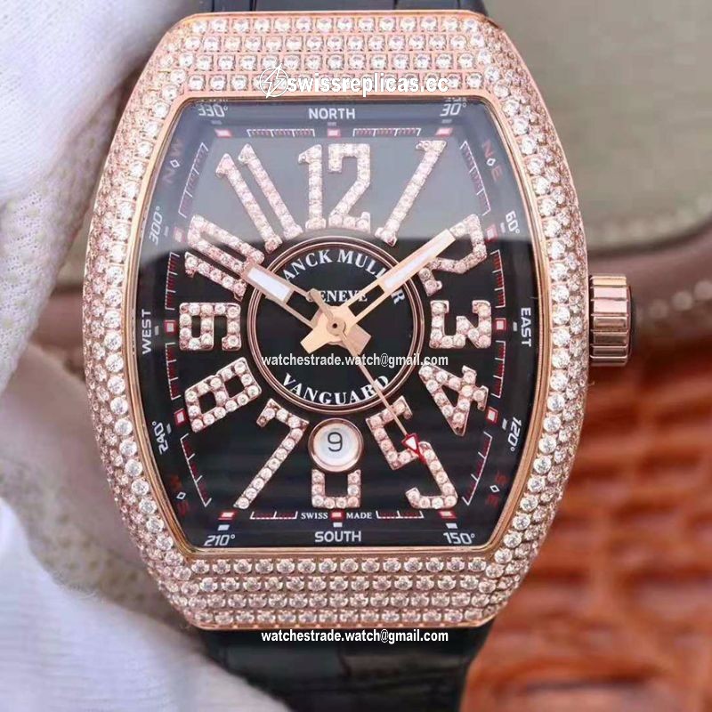 Franck Muller Vanguard 18K Rose Gold V45.SC.DT.D.NBR.CD.5N.NR Black Dial