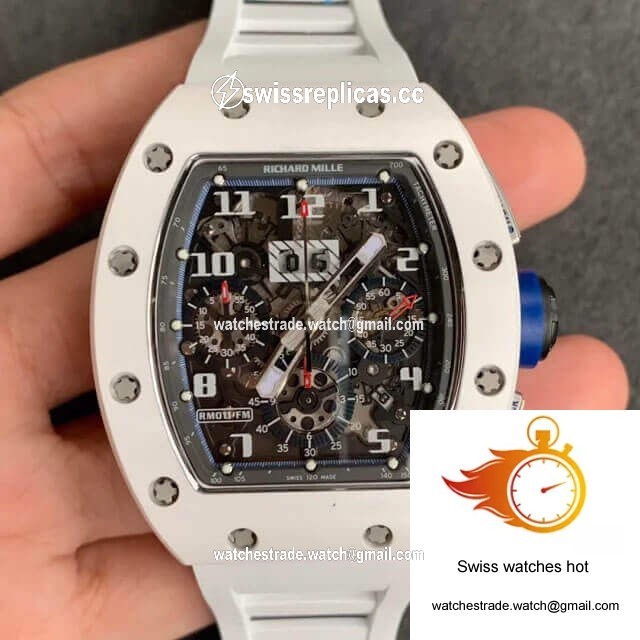 Richard Mille RM-011 KV Factory White Ceramic Rubber Strap 1