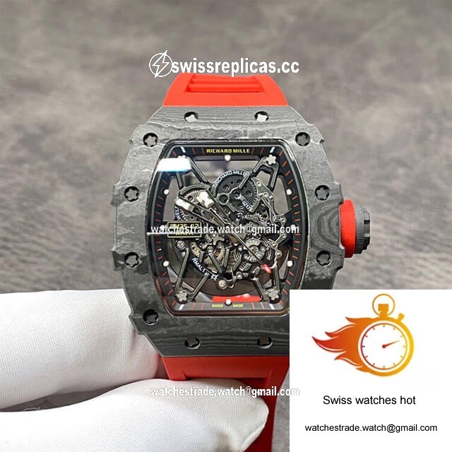 Richard Mille RM35-02 KV Factory Carbon Fiber Red Rubber Strap 1