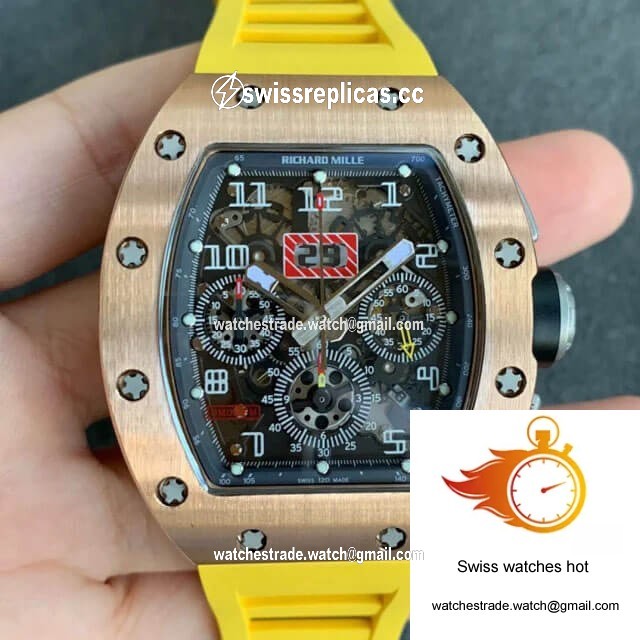 Richard Mille RM011 KV Factory Titanium Yellow Rubber Strap 1