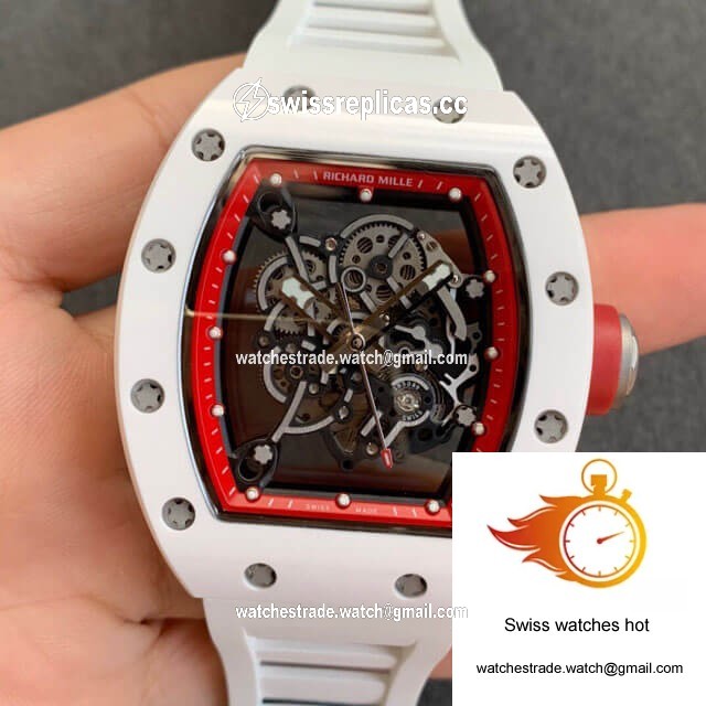 Richard Mille RM055 KV Factory V2 White Ceramic Case Rubber Strap 1