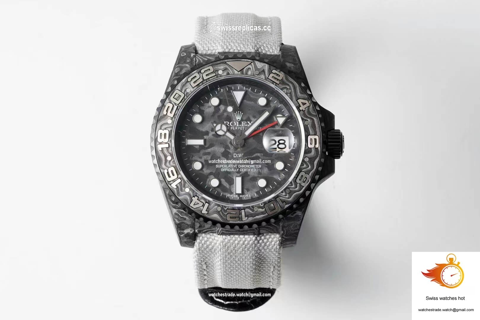 Rolex GMT-MASTER II Diw Carbon Fiber Dial Fabric Strap 1