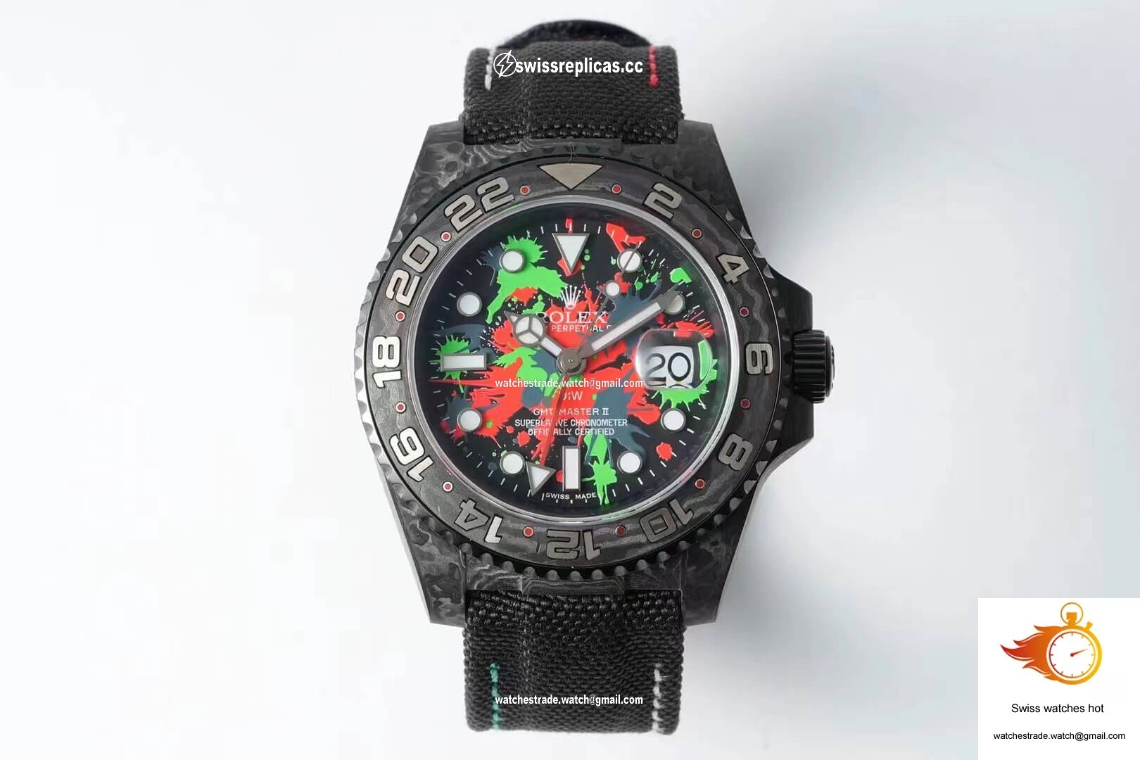 Rolex GMT-MASTER II Diw Carbon Fiber Color Dial Black Fabric Strap 1