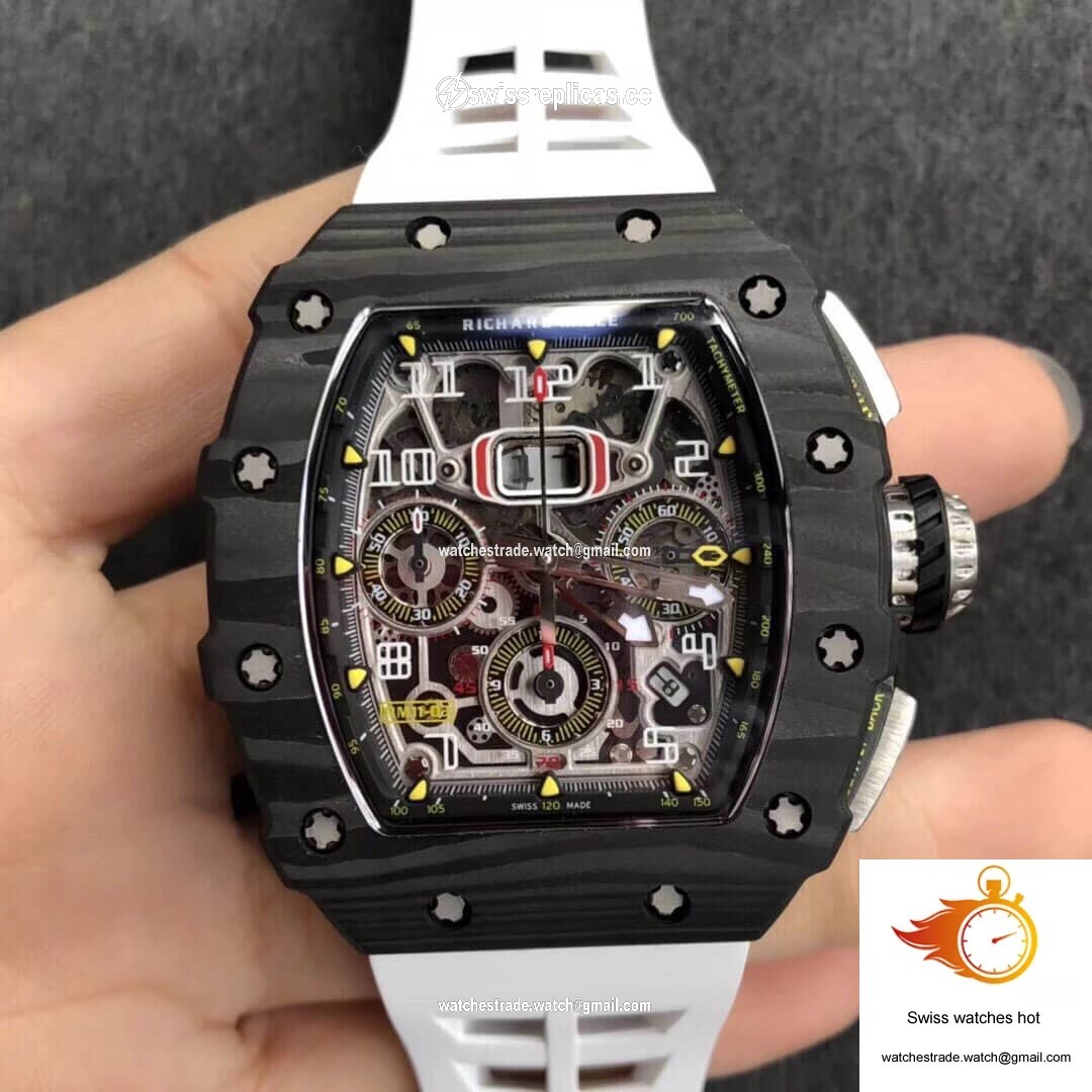 Richard Mille RM011-03 KV Factory Carbon Fiber White Strap 1