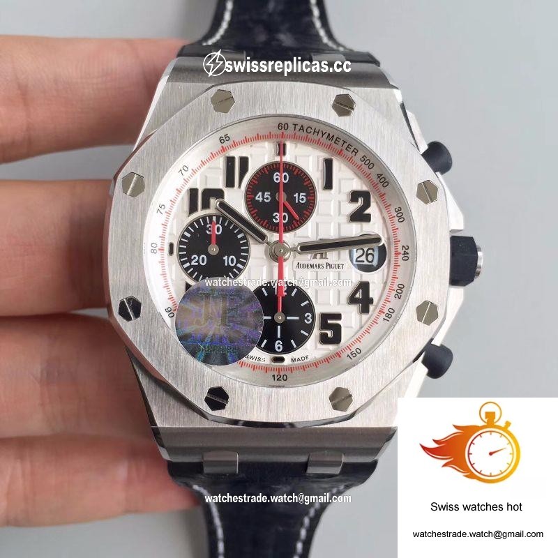 Audemars Piguet Royal Oak Offshore Panda 26170ST.OO.D101CR.02 Black Leather Strap JF Factory V2 White Dial 1