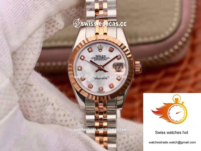Rolex Lady Datejust Rose Gold 28MM White Enamel Dial 1