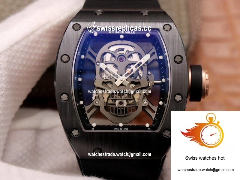 Richard Mille RM052-01 ZF Factory Black Ceramic Grey Skull Dial 1