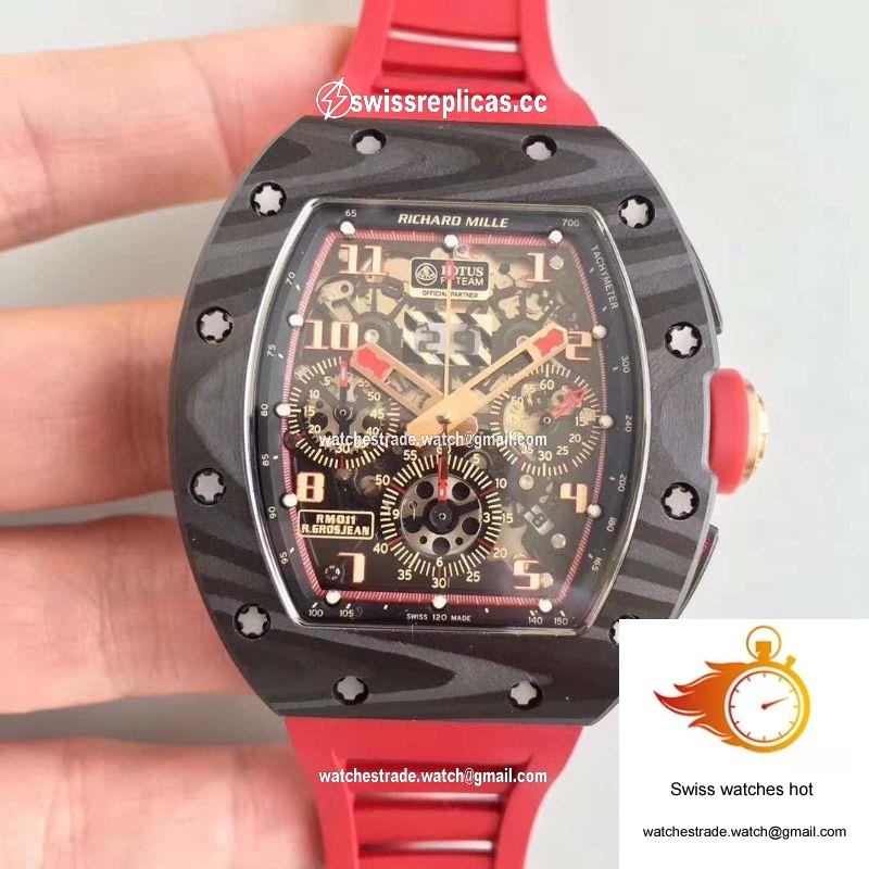 KV Factory Richard Mille RM011 Lotus F1 Team Romain Grosjean Forged Carbon Black Skeleton Dial 1
