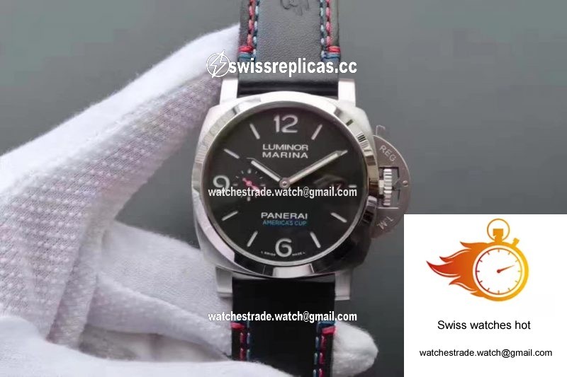 Panerai Luminor Marina 1950 PAM727 Americas Cup 2017 ZF Factory Black Leather Strap Black Dial 1