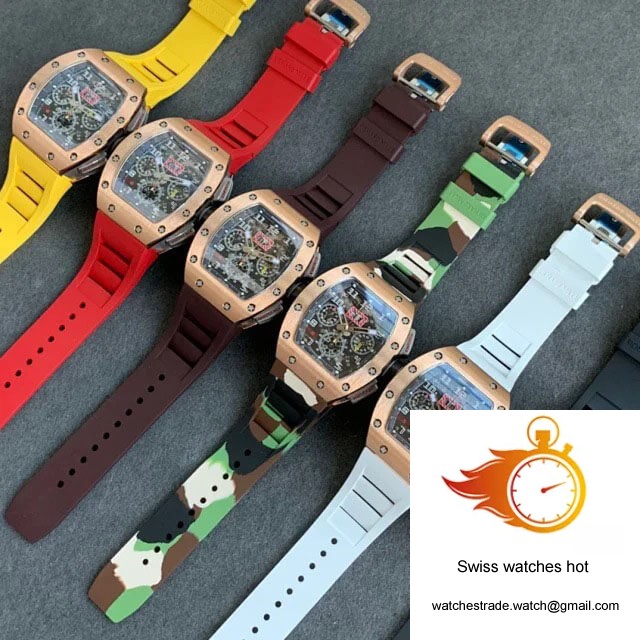 Richard Mille RM011 KV Factory Titanium Yellow Rubber Strap 10