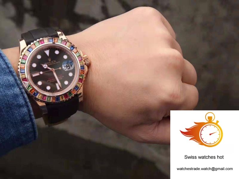 Rolex Yacht Master 116695SATS 40MM Noob Factory 18K Rose Gold Wrapped Black Dial 10