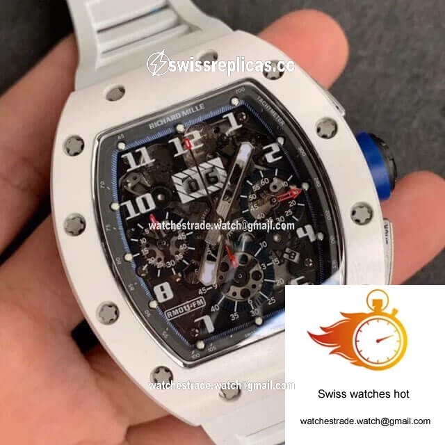 Richard Mille RM-011 KV Factory White Ceramic Rubber Strap 2