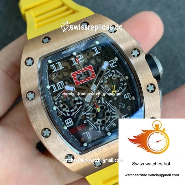 Richard Mille RM011 KV Factory Titanium Yellow Rubber Strap 2