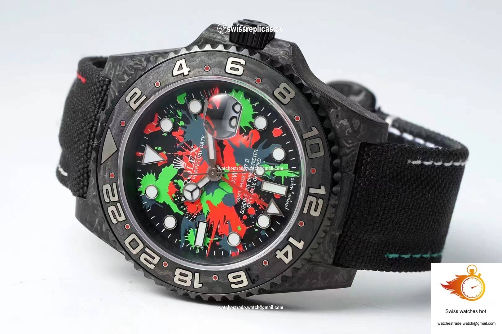 Rolex GMT-MASTER II Diw Carbon Fiber Color Dial Black Fabric Strap 2