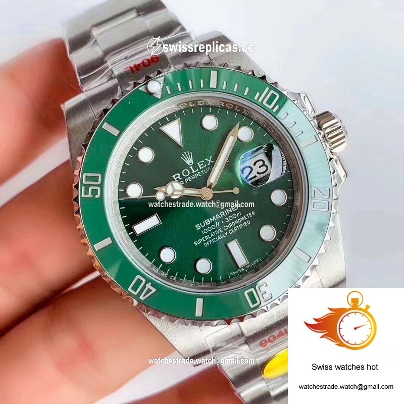Replica Rolex Submariner Date Oyster 40mm Oystersteel 116610LV Noob Factory V10 Replica Green dial watch 2